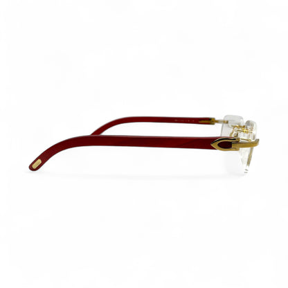CT0052O Authentic Cartier C Decor - Gold Red Woods Eyeglasses (2020s)