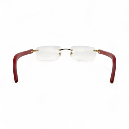 CT0052O Authentic Cartier C Decor - Gold Red Woods Eyeglasses (2020s)