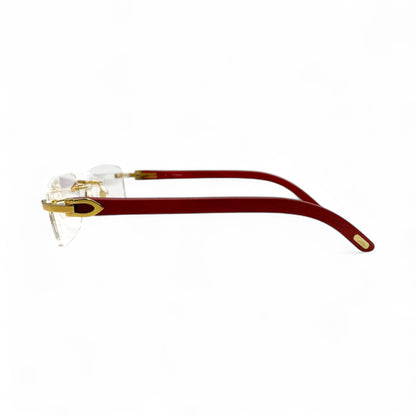 CT0052O Authentic Cartier C Decor - Gold Red Woods Eyeglasses (2020s)