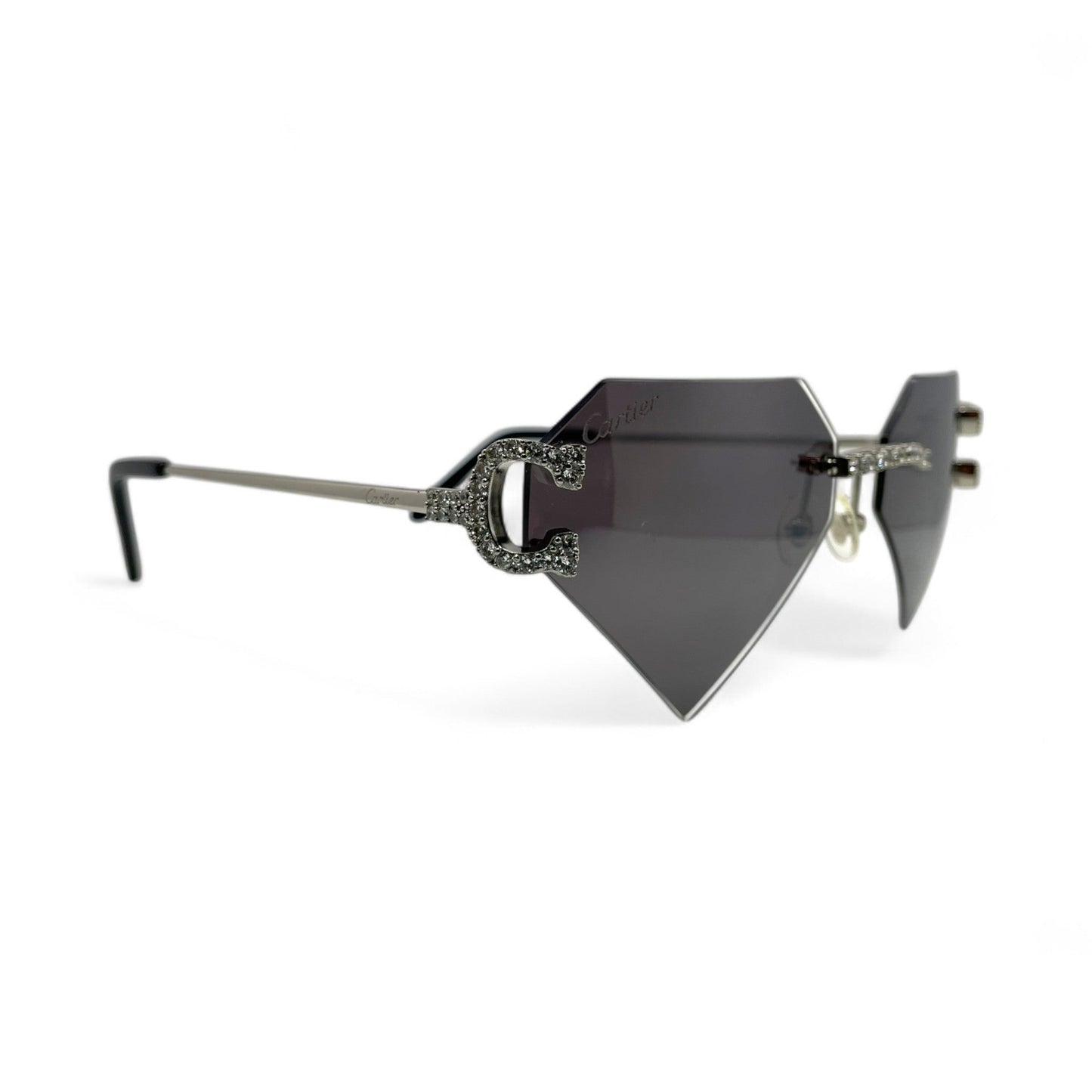 Big C Decor (Iced) - Silver Wires Sunglasses w/ Superman Transitions Lenses - 3pc Diamonds Prong Set (2010s) - Luxury Optical