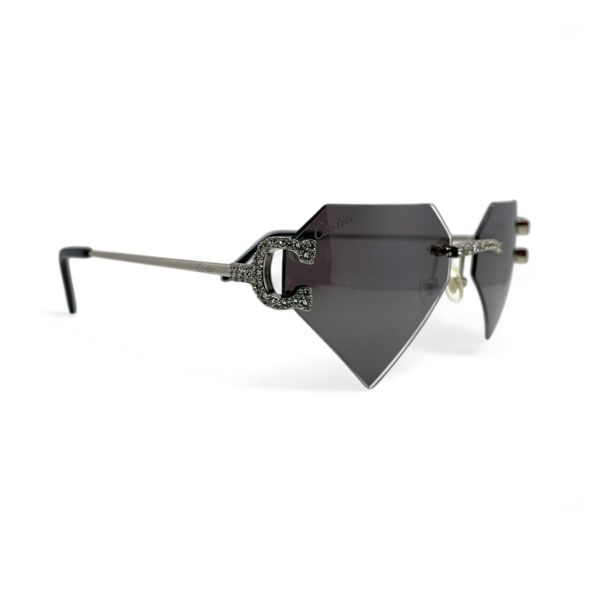 Big C Decor (Iced) - Silver Wires Sunglasses w/ Superman Transitions Lenses - 3pc Diamonds Prong Set (2010s) - Luxury Optical
