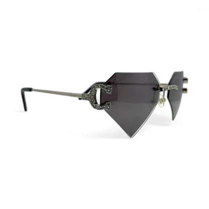 Big C Decor (Iced) - Silver Wires Sunglasses w/ Superman Transitions Lenses - 3pc Diamonds Prong Set (2010s) - Luxury Optical
