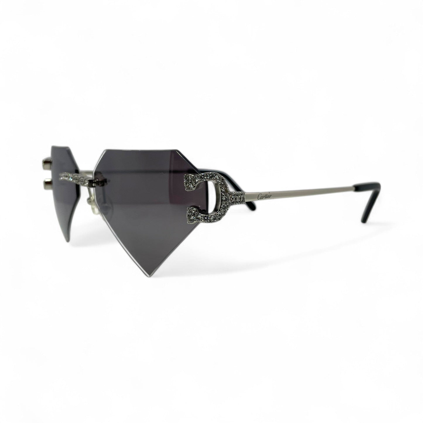 Big C Decor (Iced) - Silver Wires Sunglasses w/ Superman Transitions Lenses - 3pc Diamonds Prong Set (2010s) - Luxury Optical
