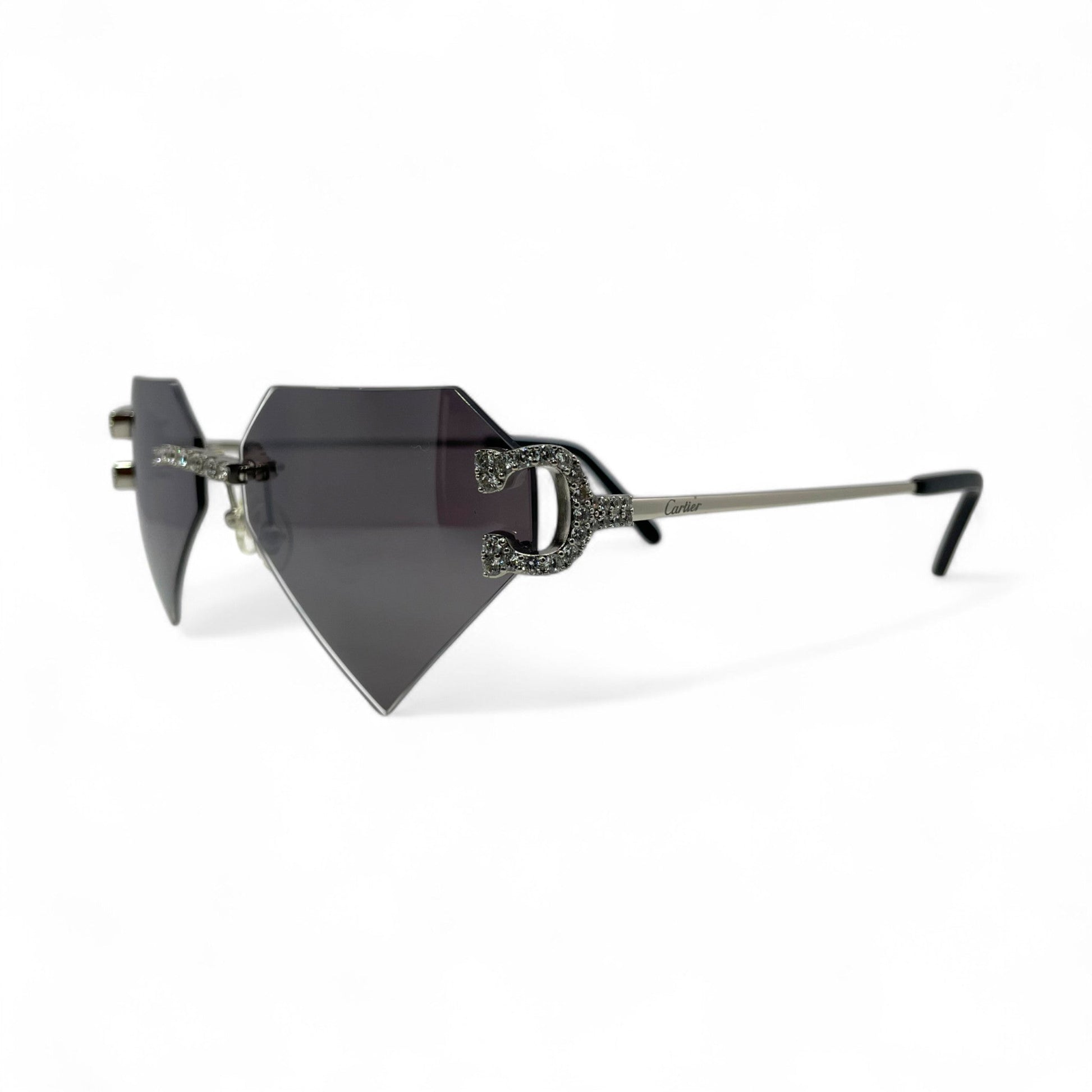 Big C Decor (Iced) - Silver Wires Sunglasses w/ Superman Transitions Lenses - 3pc Diamonds Prong Set (2010s) - Luxury Optical