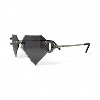 Big C Decor (Iced) - Silver Wires Sunglasses w/ Superman Transitions Lenses - 3pc Diamonds Prong Set (2010s) - Luxury Optical