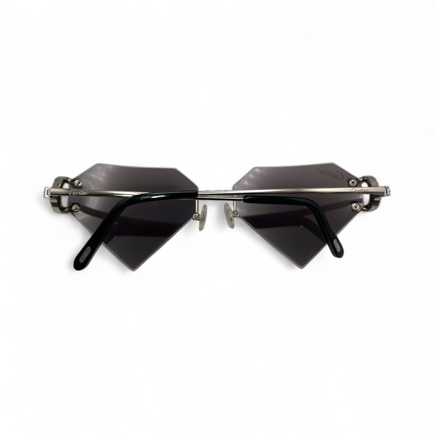Big C Decor (Iced) - Silver Wires Sunglasses w/ Superman Transitions Lenses - 3pc Diamonds Prong Set (2010s) - Luxury Optical