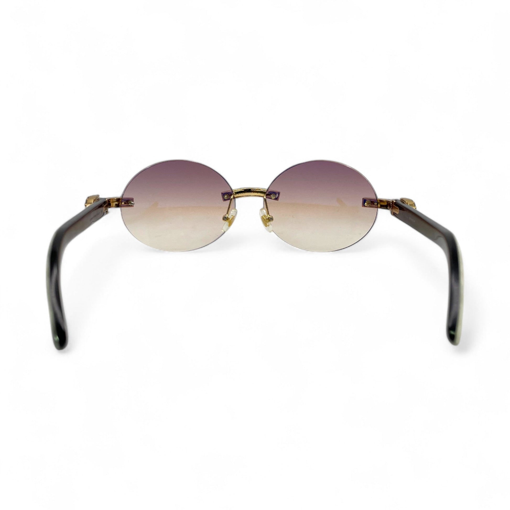 C Decor Buffs (Iced - CZ) - Gold White Genuine Horn Sunglasses - Diamonds Sets (2010s) - Luxury Optical