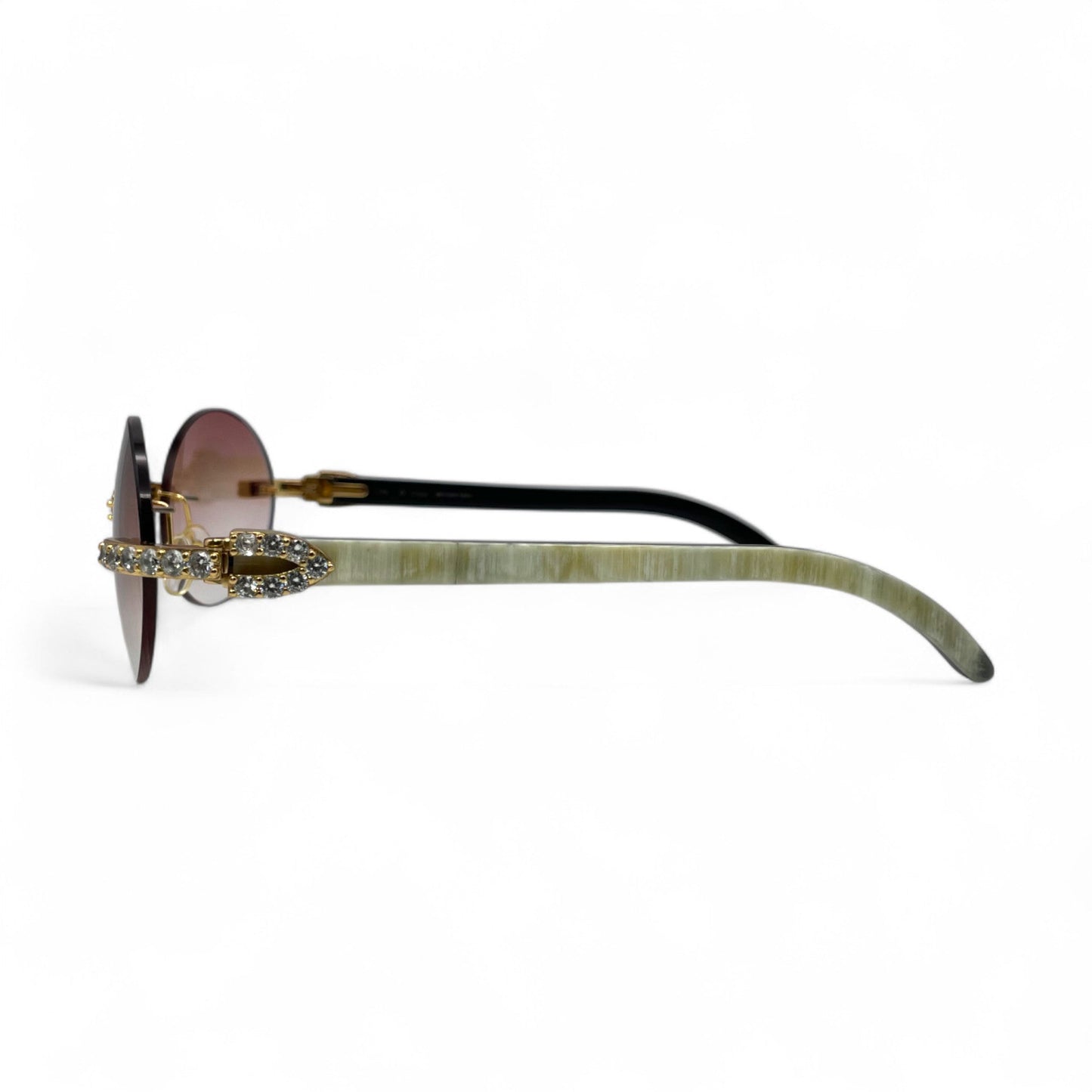 C Decor Buffs (Iced - CZ) - Gold White Genuine Horn Sunglasses - Diamonds Sets (2010s) - Luxury Optical