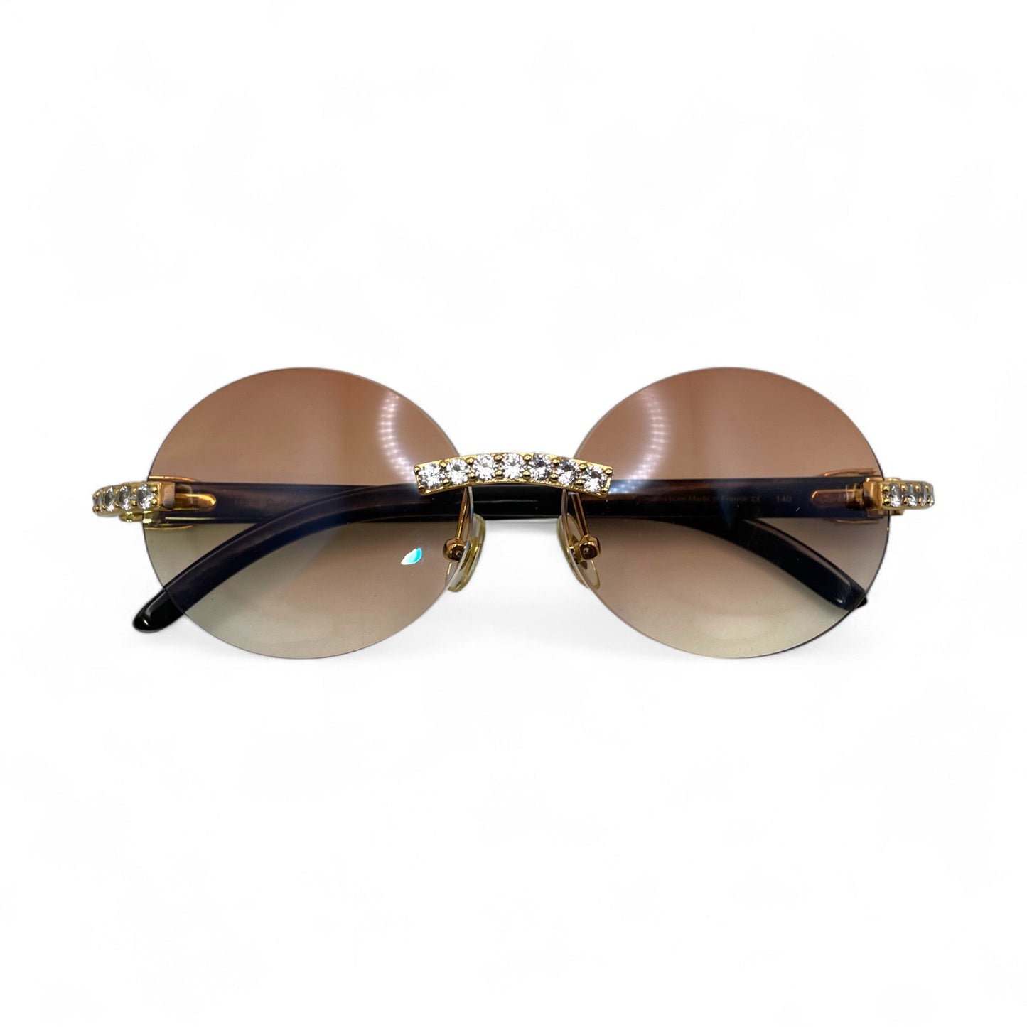 C Decor Buffs (Iced - CZ) - Gold White Genuine Horn Sunglasses - Diamonds Sets (2010s) - Luxury Optical