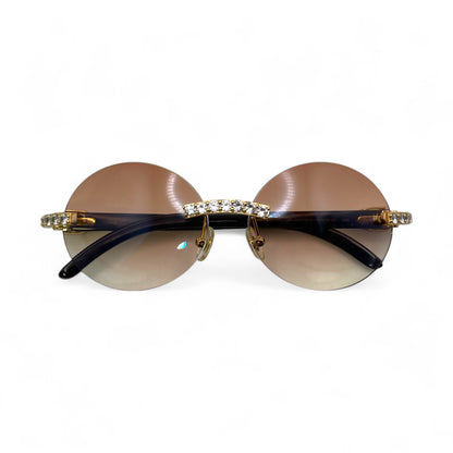 C Decor Buffs (Iced - CZ) - Gold White Genuine Horn Sunglasses - Diamonds Sets (2010s) - Luxury Optical