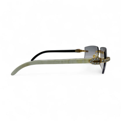 C Decor Buffs (Iced - CZ) - Gold White Genuine Horn Sunglasses - Diamonds Sets (2010s) - Luxury Optical