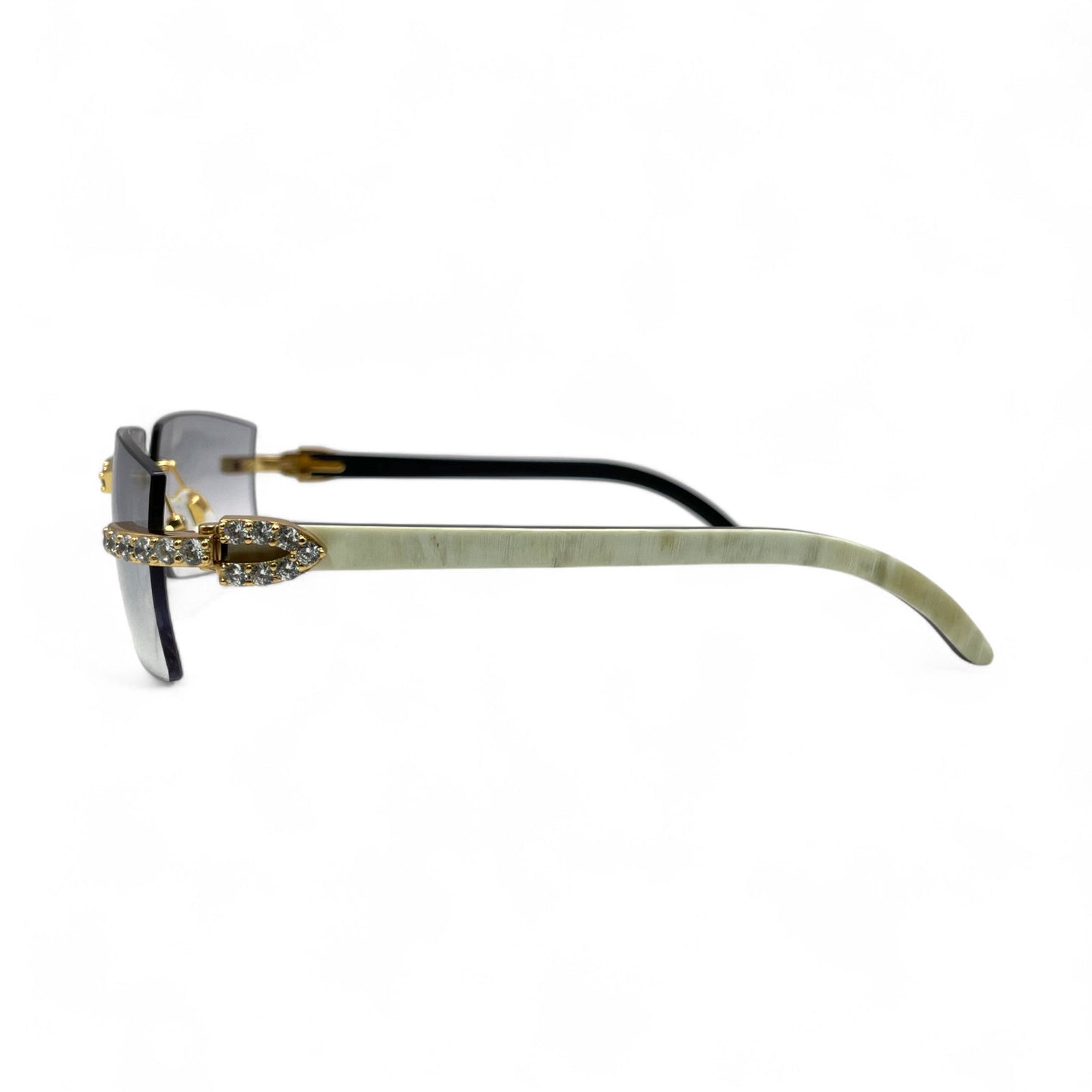 C Decor Buffs (Iced - CZ) - Gold White Genuine Horn Sunglasses - Diamonds Sets (2010s) - Luxury Optical