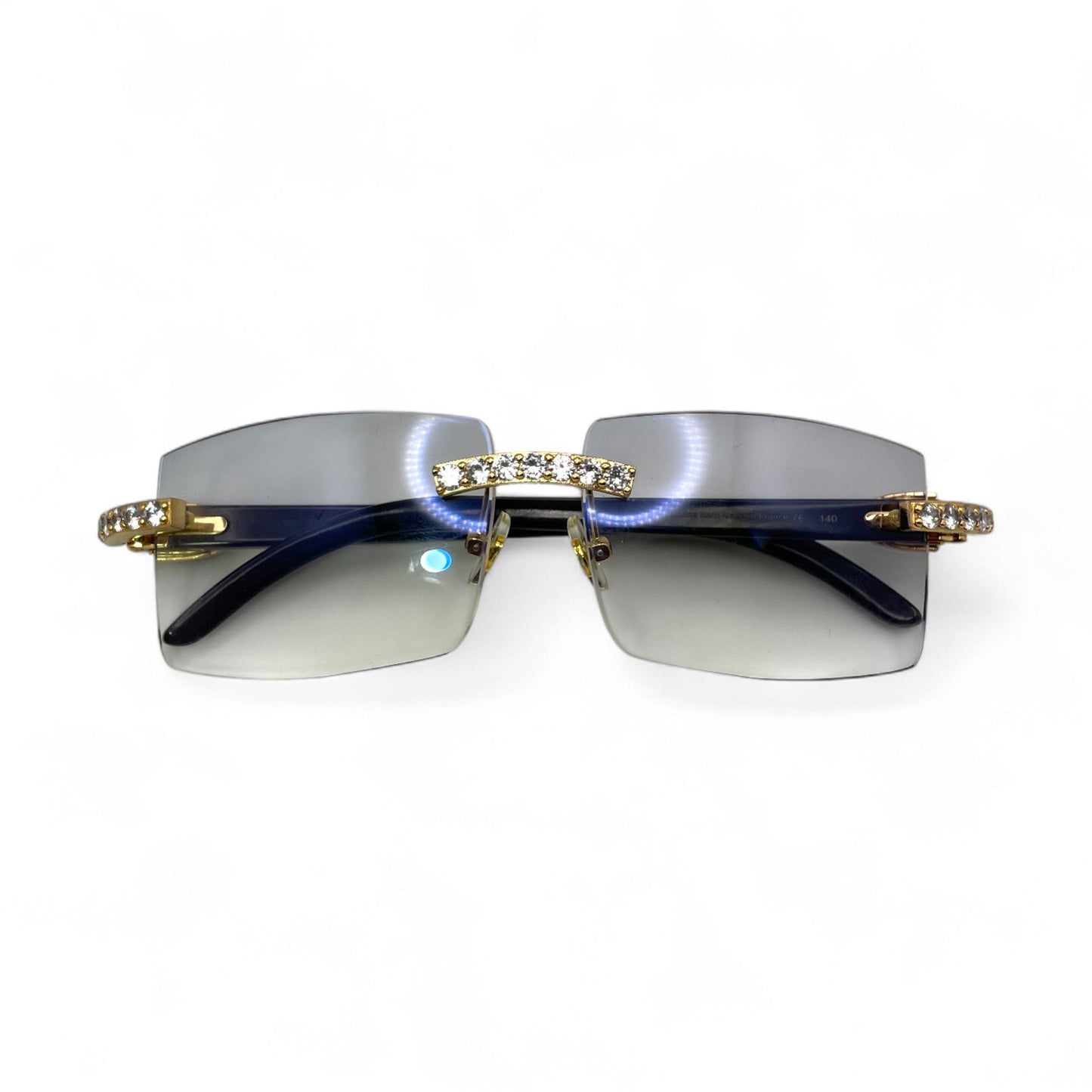 C Decor Buffs (Iced - CZ) - Gold White Genuine Horn Sunglasses - Diamonds Sets (2010s) - Luxury Optical