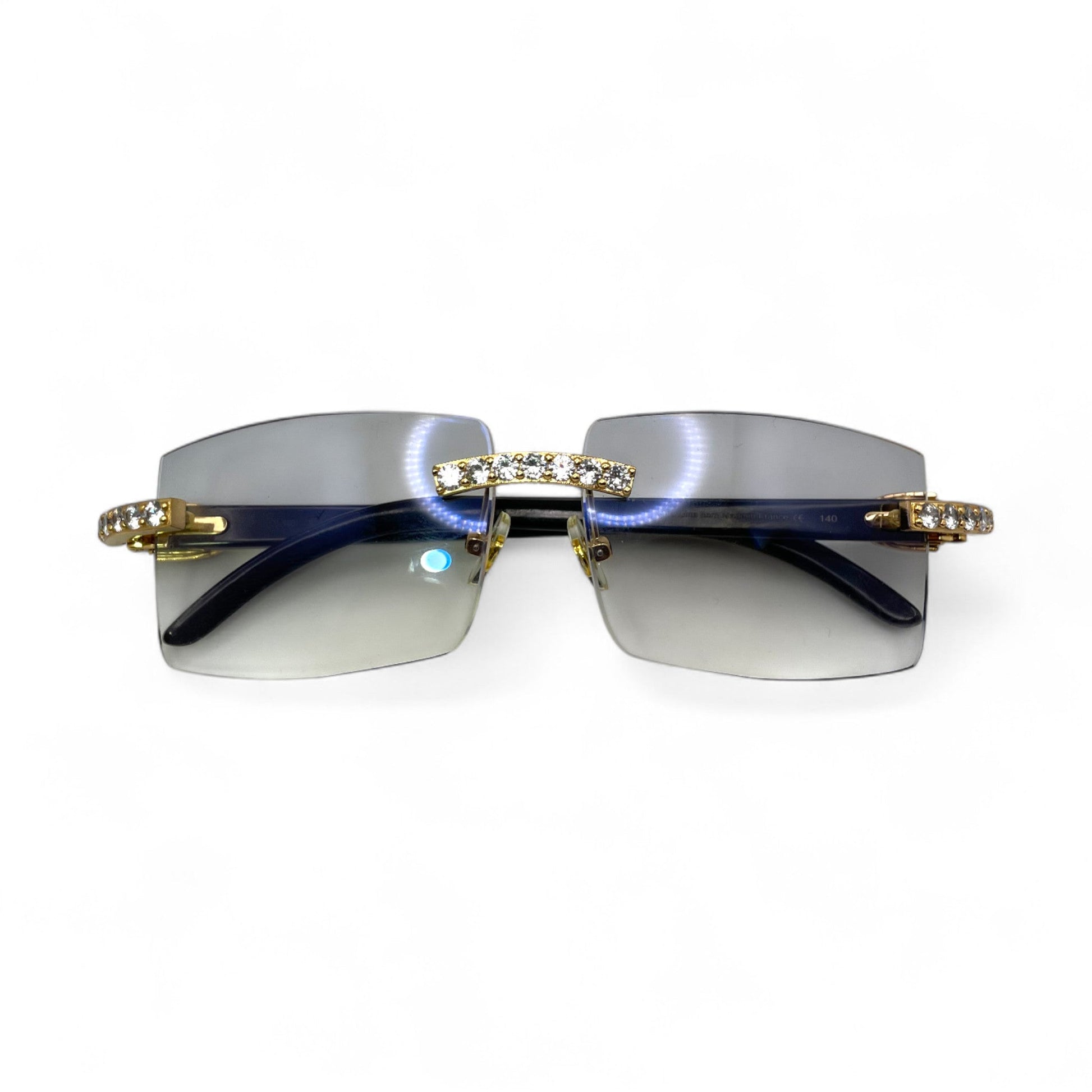 C Decor Buffs (Iced - CZ) - Gold White Genuine Horn Sunglasses - Diamonds Sets (2010s) - Luxury Optical