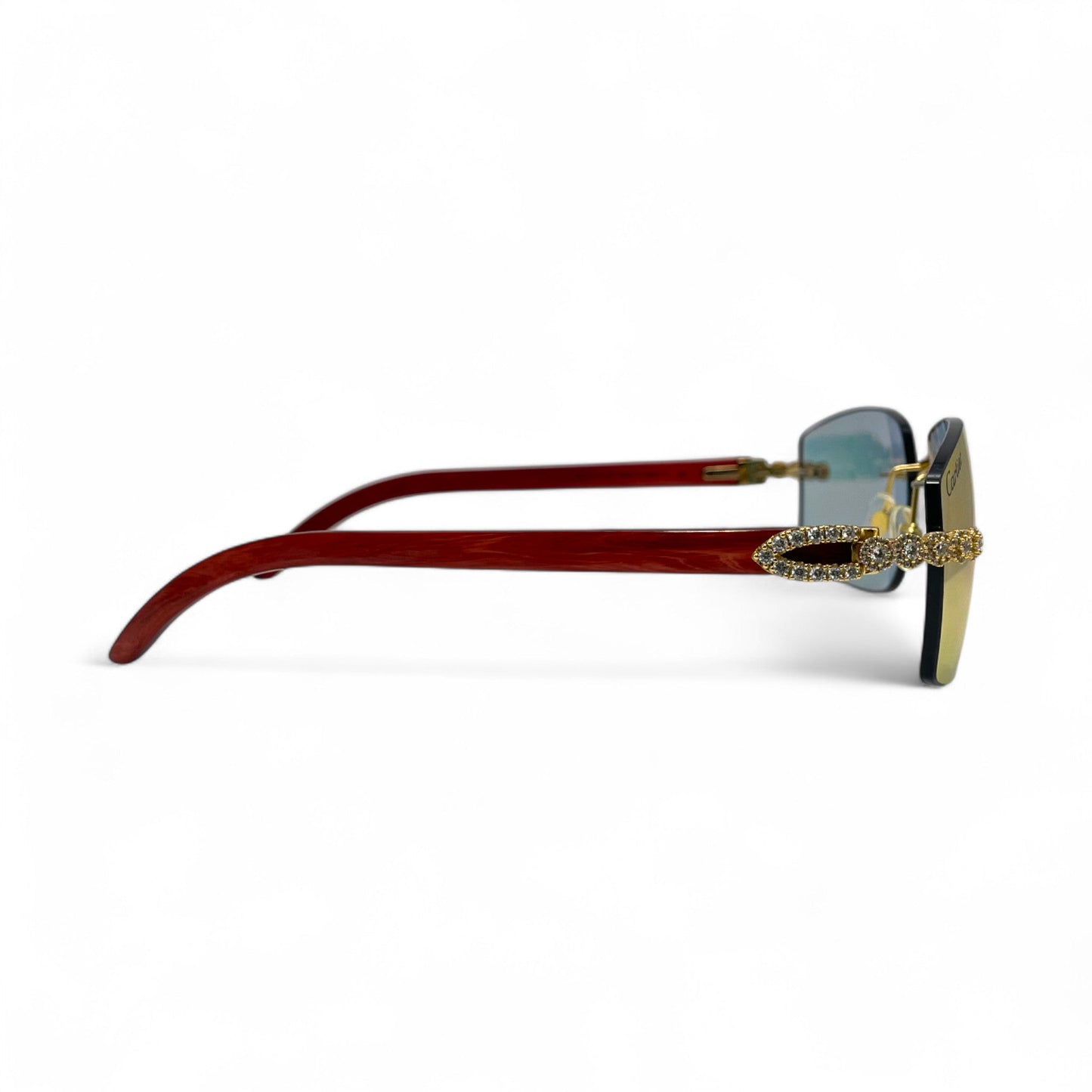 C Decor Woods (Iced - CZ) - Gold Woods Sunglasses w/ Diamonds Flower Set (2010s) - Luxury Optical