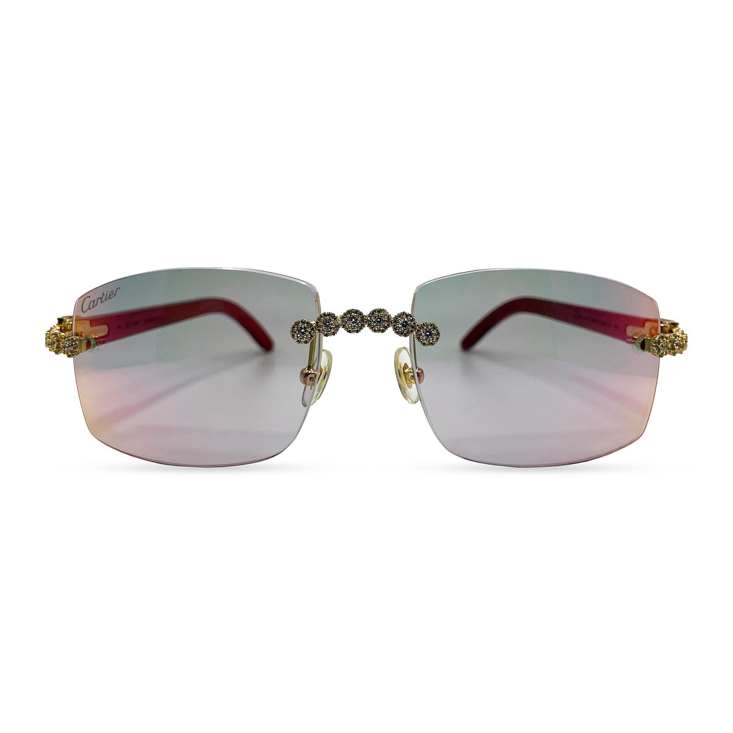 C Decor Woods (Iced - CZ) - Gold Woods Sunglasses w/ Diamonds Flower Set (2010s) - Luxury Optical