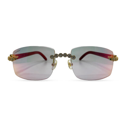 C Decor Woods (Iced - CZ) - Gold Woods Sunglasses w/ Diamonds Flower Set (2010s) - Luxury Optical