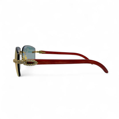 C Decor Woods (Iced - CZ) - Gold Woods Sunglasses w/ Diamonds Flower Set (2010s) - Luxury Optical