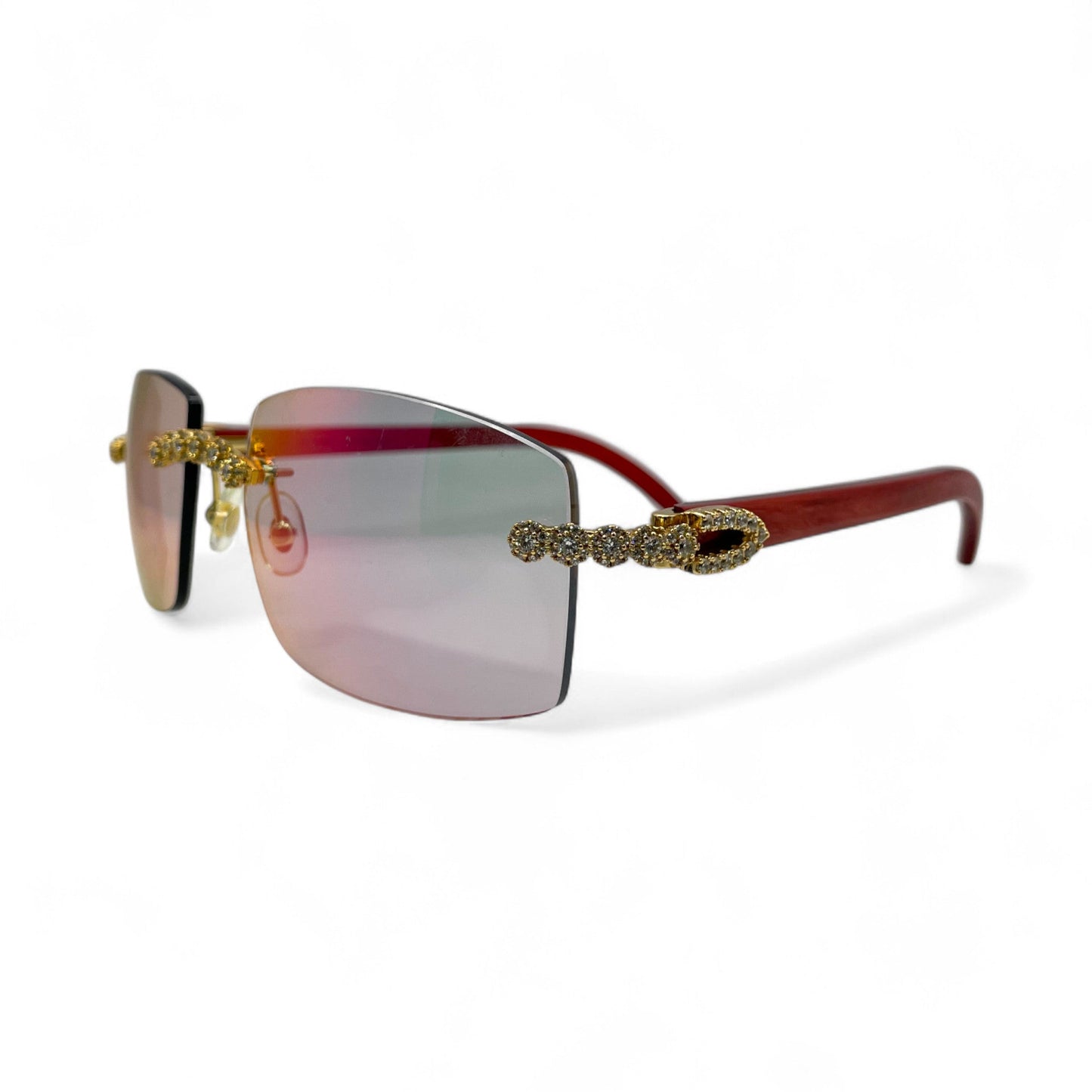 C Decor Woods (Iced - CZ) - Gold Woods Sunglasses w/ Diamonds Flower Set (2010s) - Luxury Optical