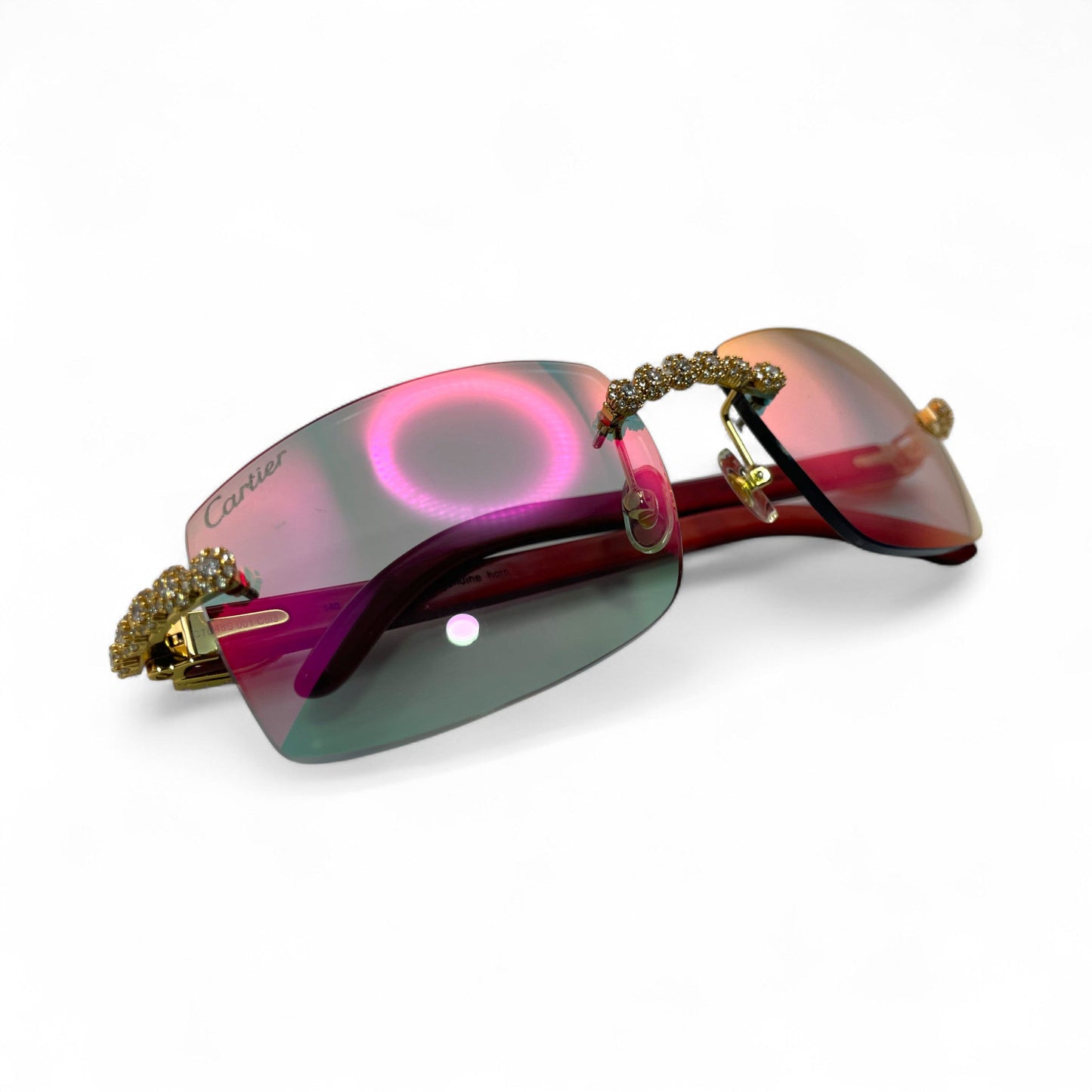 C Decor Woods (Iced - CZ) - Gold Woods Sunglasses w/ Diamonds Flower Set (2010s) - Luxury Optical