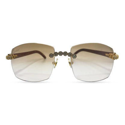 C Decor Woods (Iced - CZ) - Gold Woods Sunglasses w/ Diamonds Flower Set (2010s) - Luxury Optical