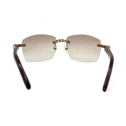 C Decor Woods (Iced - CZ) - Gold Woods Sunglasses w/ Diamonds Flower Set (2010s) - Luxury Optical
