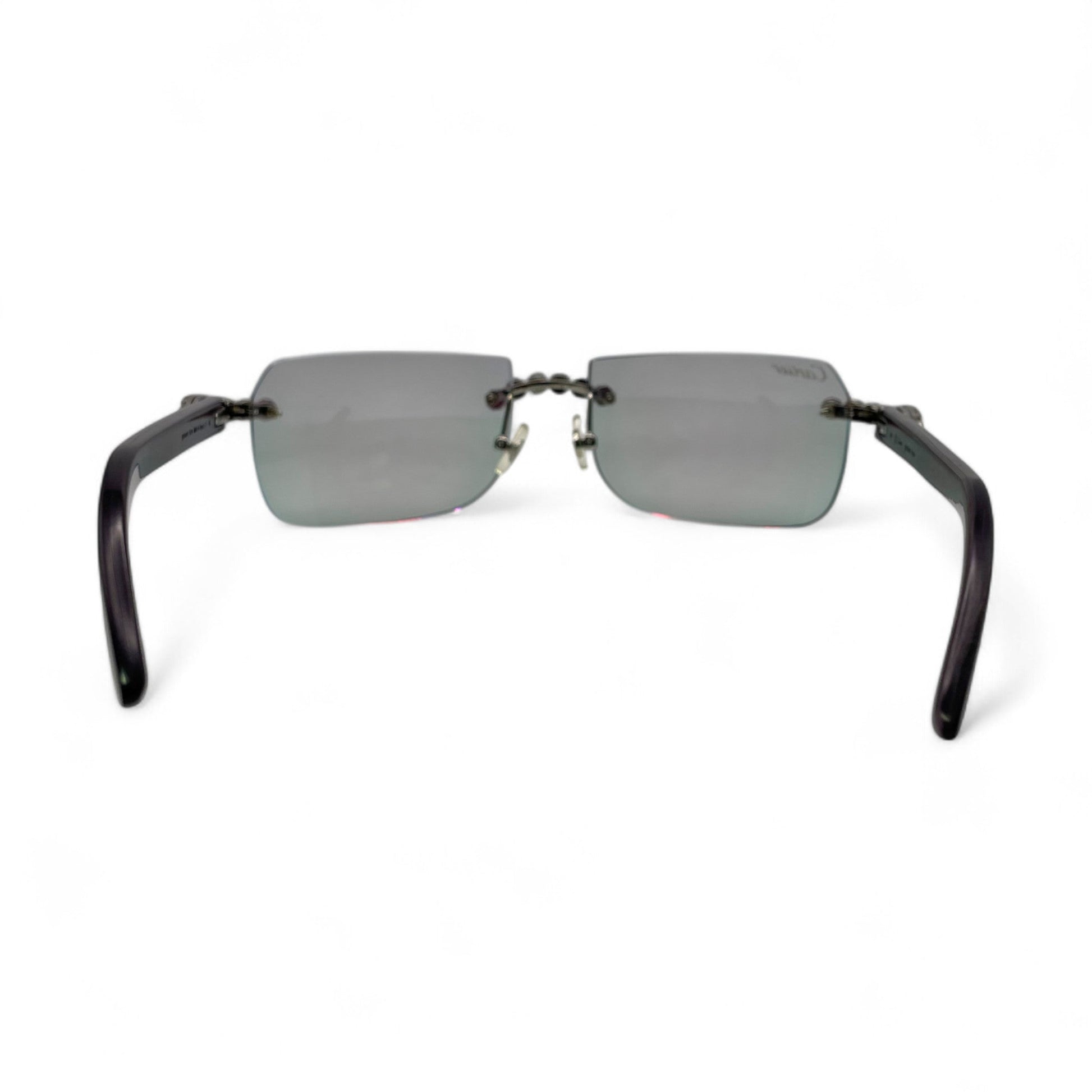 C Decor Buffs (Iced - CZ) - Silver Fusion Gray Genuine Horns Sunglasses w/ Iridescent Transition Lenses - Diamonds Flower Set (2010s) - Luxury Optical