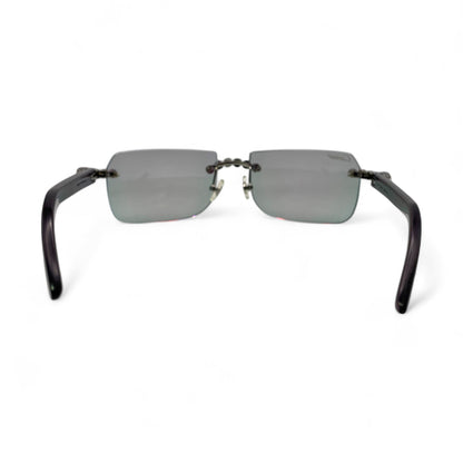 C Decor Buffs (Iced - CZ) - Silver Fusion Gray Genuine Horns Sunglasses w/ Iridescent Transition Lenses - Diamonds Flower Set (2010s) - Luxury Optical