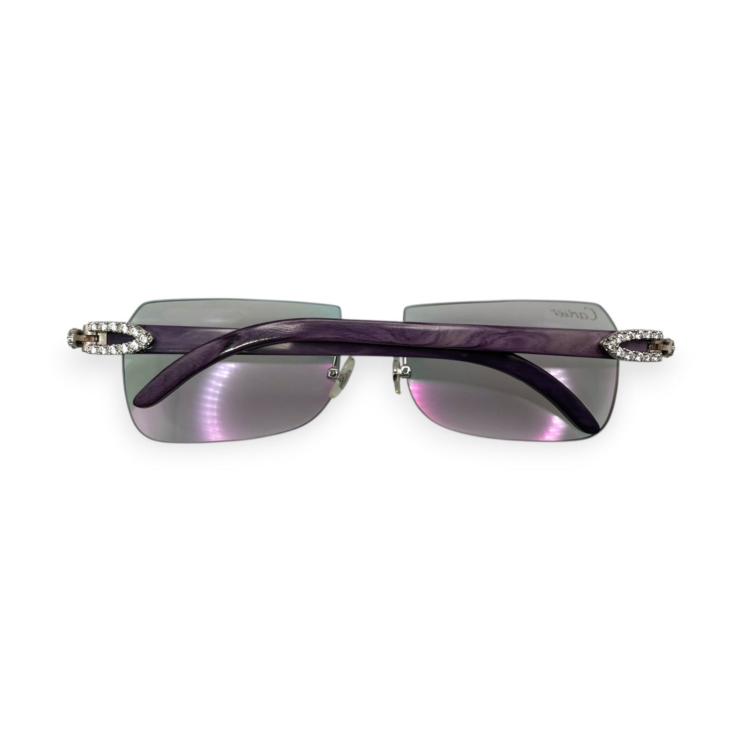 C Decor Buffs (Iced - CZ) - Silver Fusion Gray Genuine Horns Sunglasses w/ Iridescent Transition Lenses - Diamonds Flower Set (2010s) - Luxury Optical