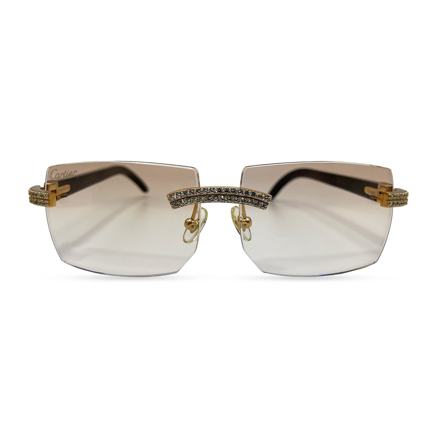 C Decor Buffs (Iced - CZ) - Gold White Genuine Horn Sunglasses - Diamonds Sets (2010s) - Luxury Optical