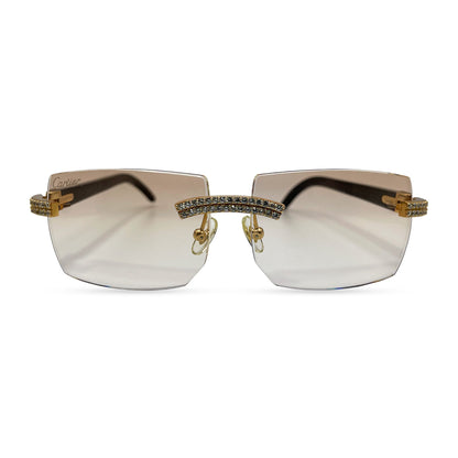 C Decor Buffs (Iced - CZ) - Gold White Genuine Horn Sunglasses - Diamonds Sets (2010s) - Luxury Optical