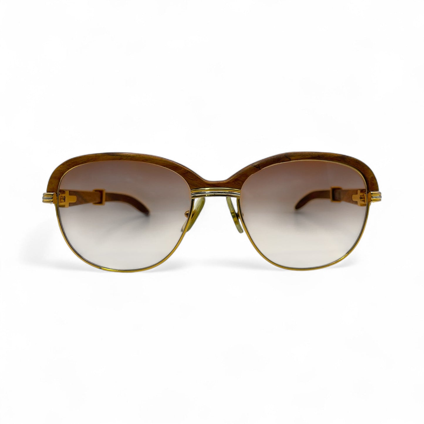 Authentic Cartier Malmaison - 56-16 Gold Woods Sunglasses w/ Hennessy Brown Lenses (90s)