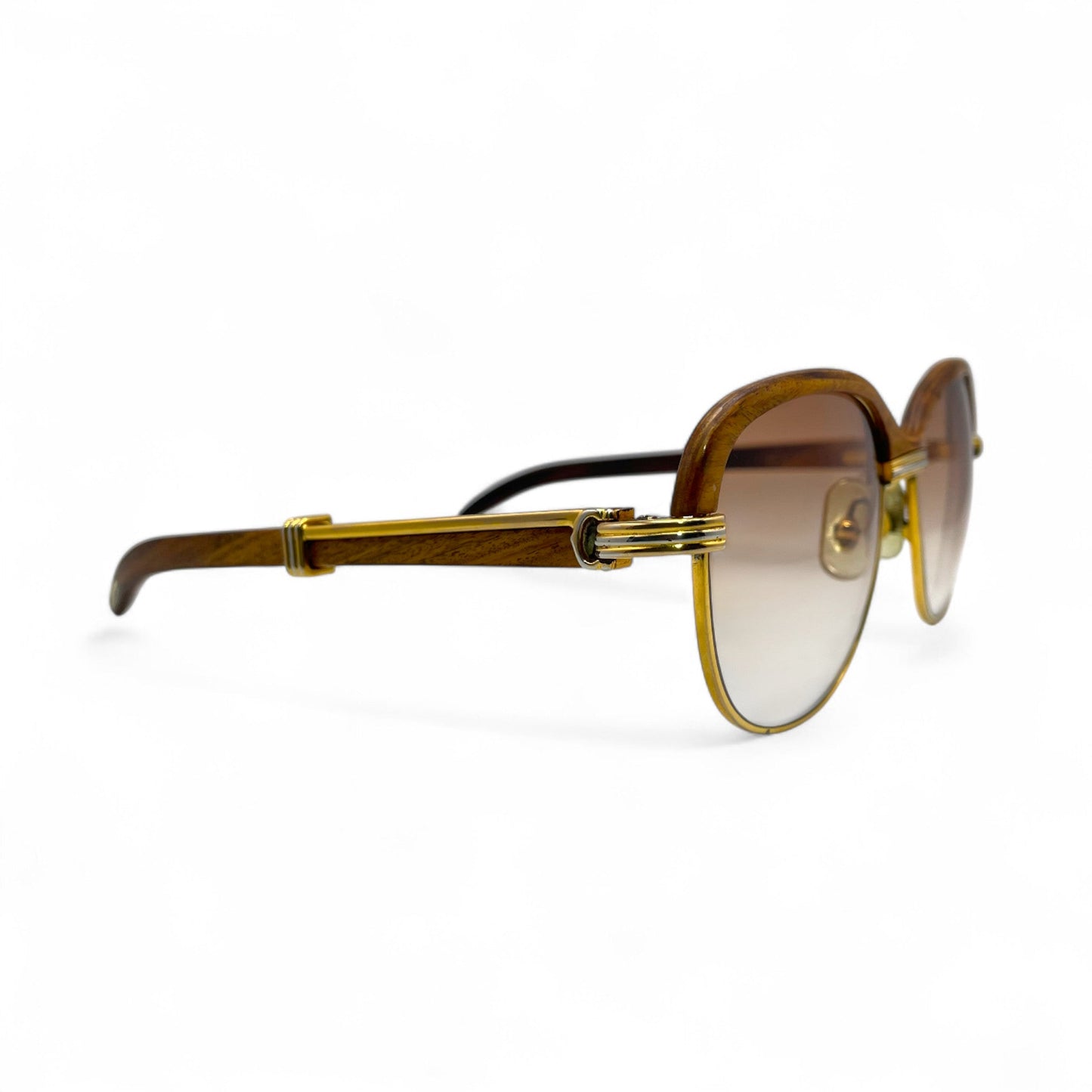 Authentic Cartier Malmaison - 56-16 Gold Woods Sunglasses w/ Hennessy Brown Lenses (90s)