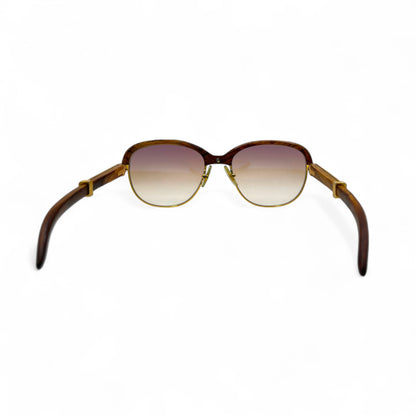 Authentic Cartier Malmaison - 56-16 Gold Woods Sunglasses w/ Hennessy Brown Lenses (90s)