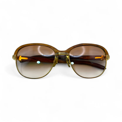Authentic Cartier Malmaison - 56-16 Gold Woods Sunglasses w/ Hennessy Brown Lenses (90s)