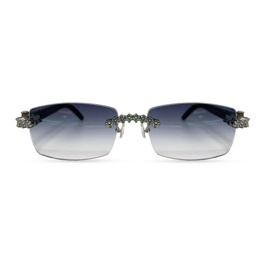 C Decor Buffs (Iced - VVS Genuine) - White Genuine Horn Sunglasses - Genuine Diamonds Prong Set (2020s) - Luxury Optical