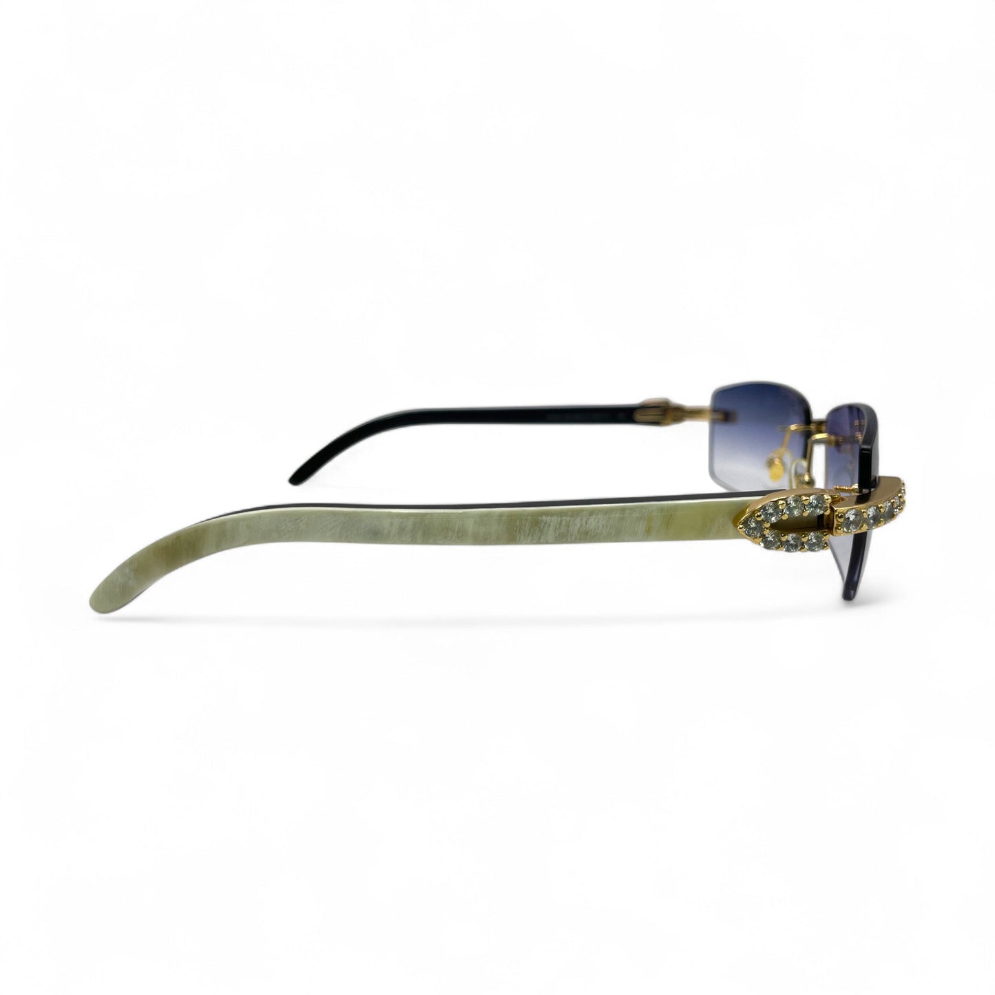 C Decor Buffs (Iced - CZ) - Gold White Genuine Horn Sunglasses - Diamonds Sets (2010s) - Luxury Optical