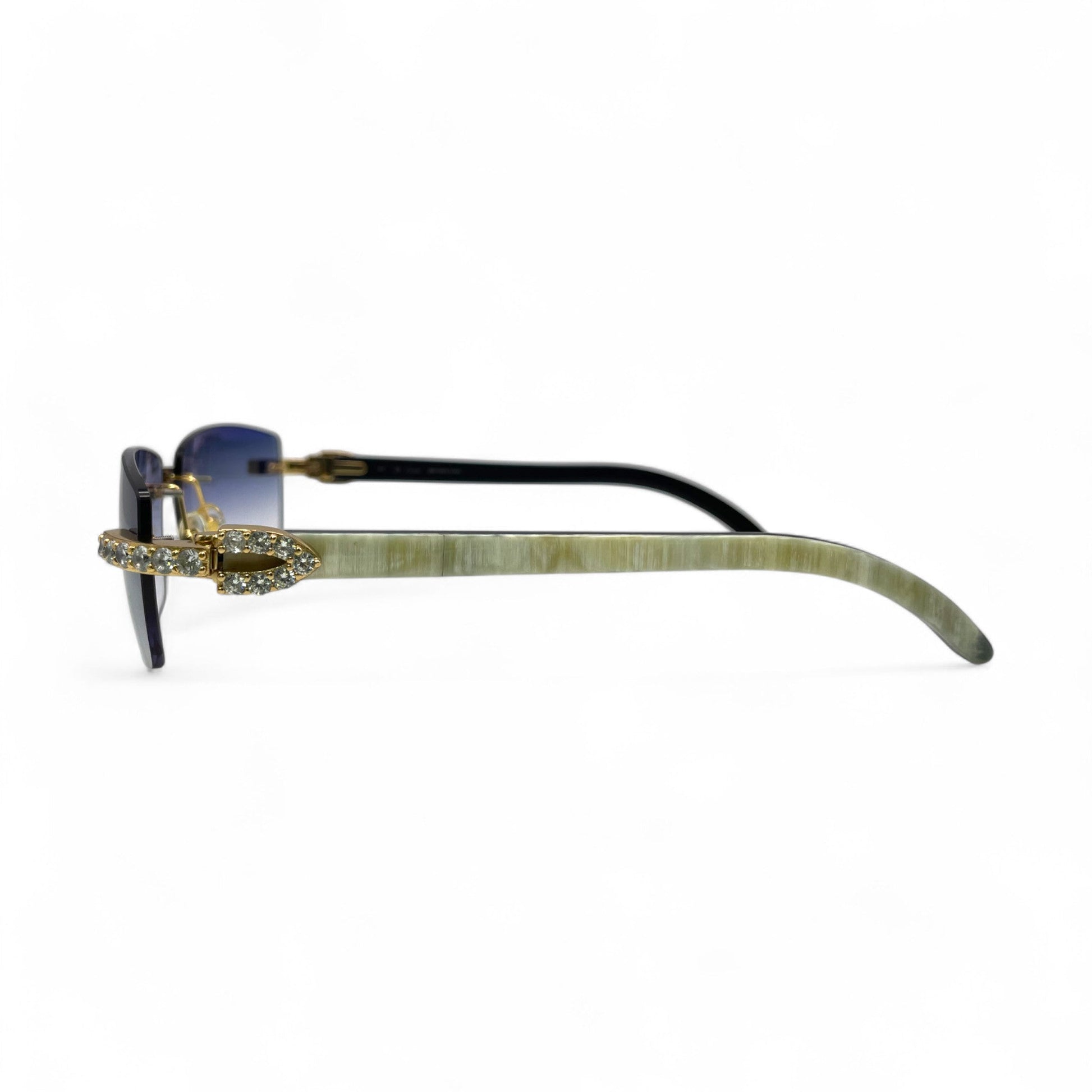 C Decor Buffs (Iced - CZ) - Gold White Genuine Horn Sunglasses - Diamonds Sets (2010s) - Luxury Optical