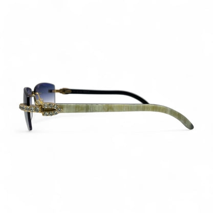 C Decor Buffs (Iced - CZ) - Gold White Genuine Horn Sunglasses - Diamonds Sets (2010s) - Luxury Optical