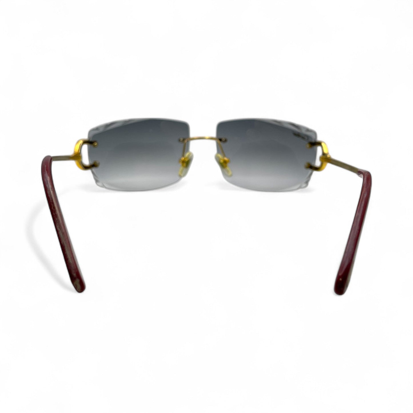 Big C Decor (Iced - Diamond Cut) - Gold Wires Sunglasses w/ Dark Gray Lenses - 3pc Diamonds Prong Set (2010s) - Luxury Optical