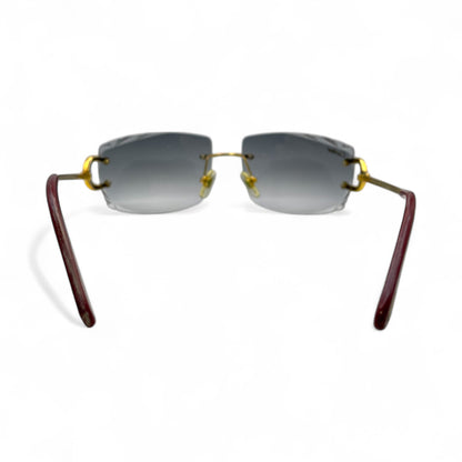 Big C Decor (Iced - Diamond Cut) - Gold Wires Sunglasses w/ Dark Gray Lenses - 3pc Diamonds Prong Set (2010s) - Luxury Optical