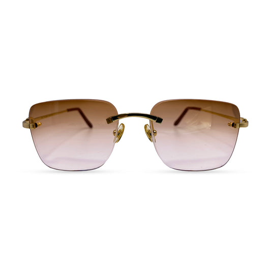 C Decor Wires - Rimless Sunglasses w/ Brown Lenses (2010) - Luxury Optical