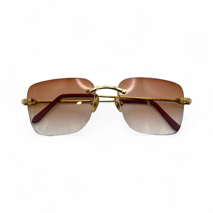 C Decor Wires - Rimless Sunglasses w/ Brown Lenses (2010) - Luxury Optical