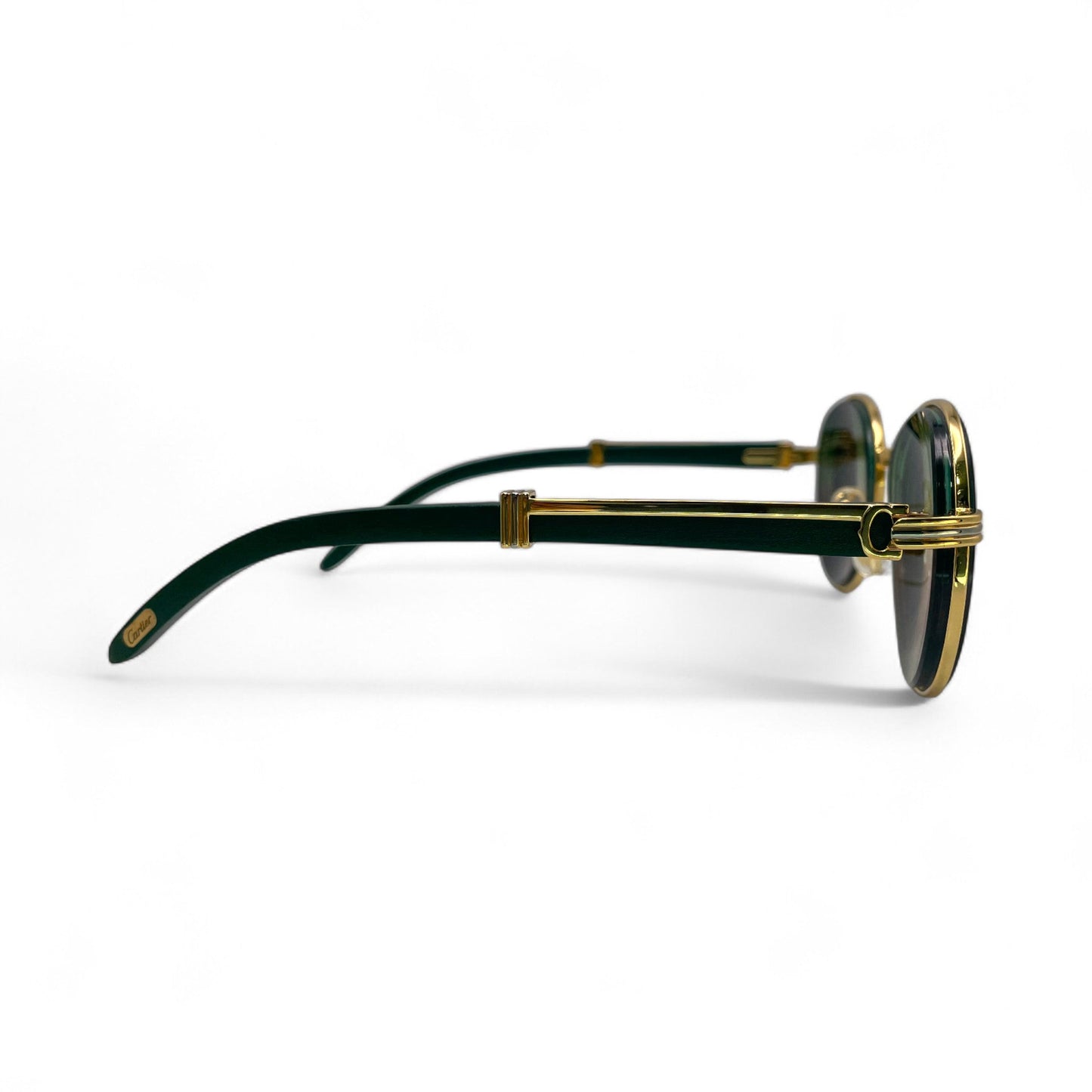 Bagatelle - 55-18 Gold Green Woods Sunglasses w/ Green to Brown Fade Lenses (90s) - Luxury Optical