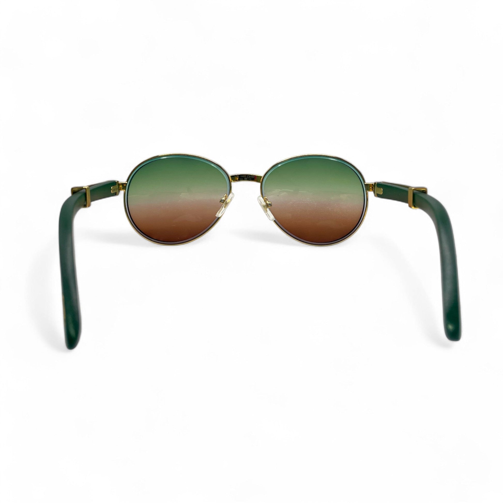 Bagatelle - 55-18 Gold Green Woods Sunglasses w/ Green to Brown Fade Lenses (90s) - Luxury Optical