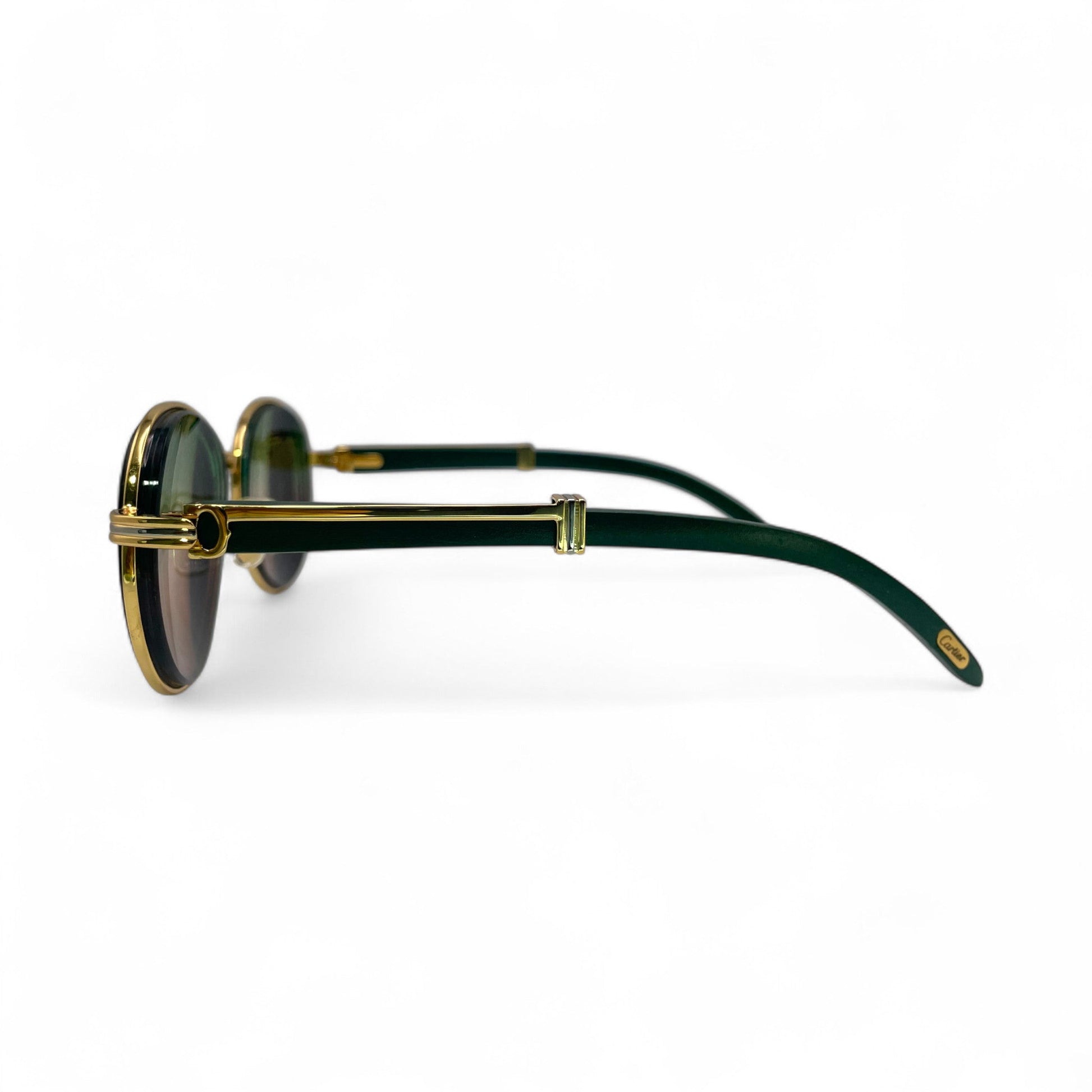 Bagatelle - 55-18 Gold Green Woods Sunglasses w/ Green to Brown Fade Lenses (90s) - Luxury Optical