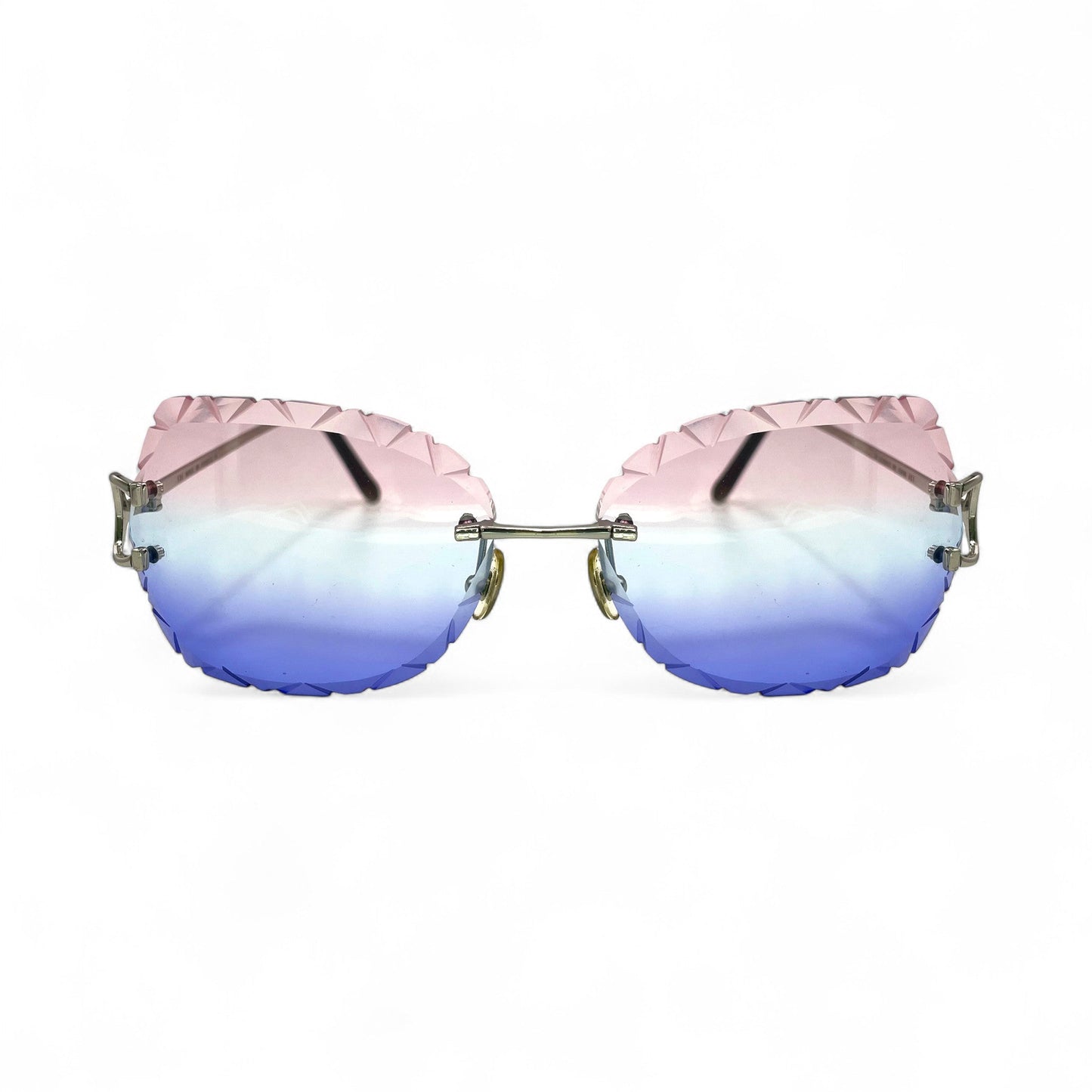 Big C Decor - Silver Wires Sunglasses w/ Cotton Candy Butterfly Lenses (Diamond Cut) (2010s) - Luxury Optical