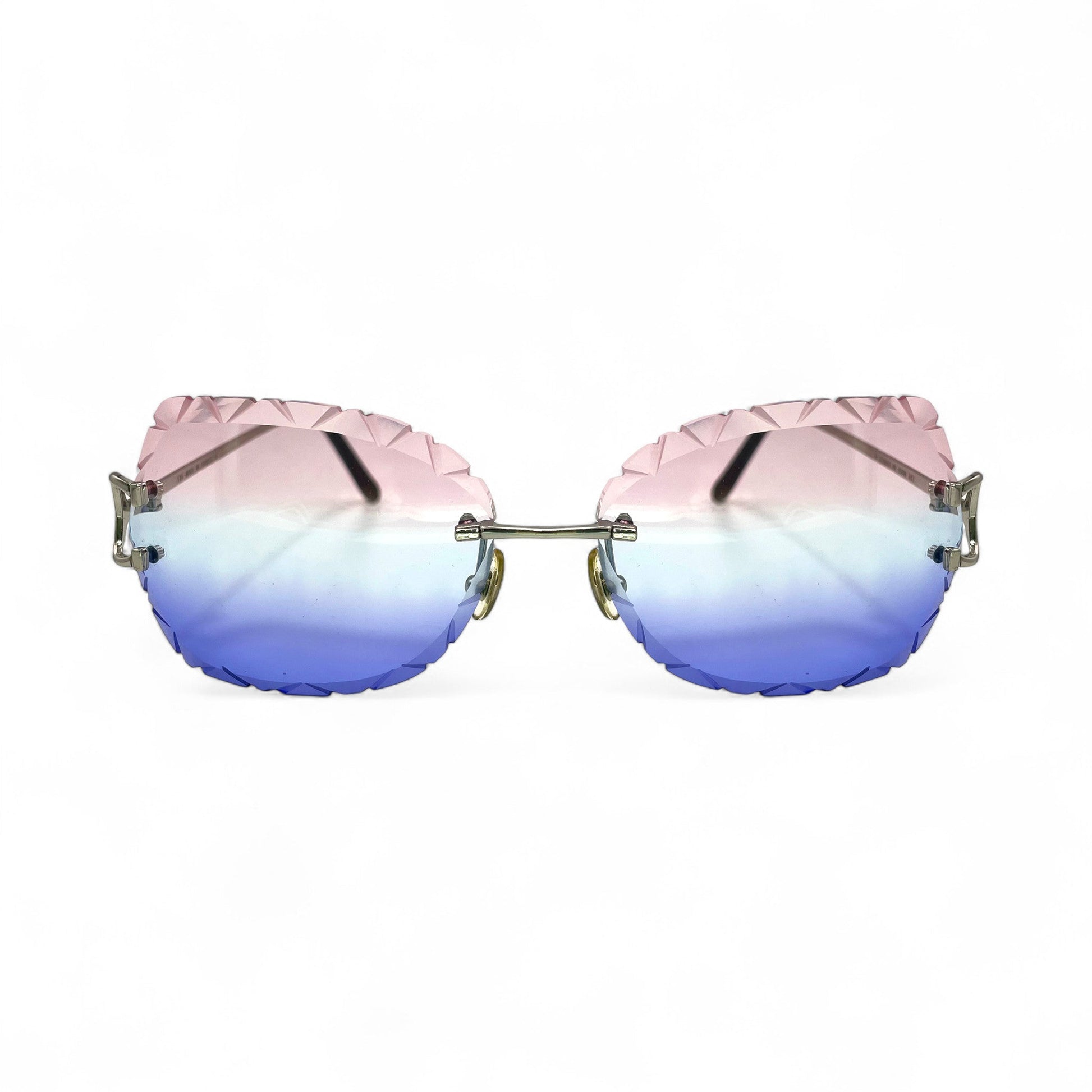 Big C Decor - Silver Wires Sunglasses w/ Cotton Candy Butterfly Lenses (Diamond Cut) (2010s) - Luxury Optical