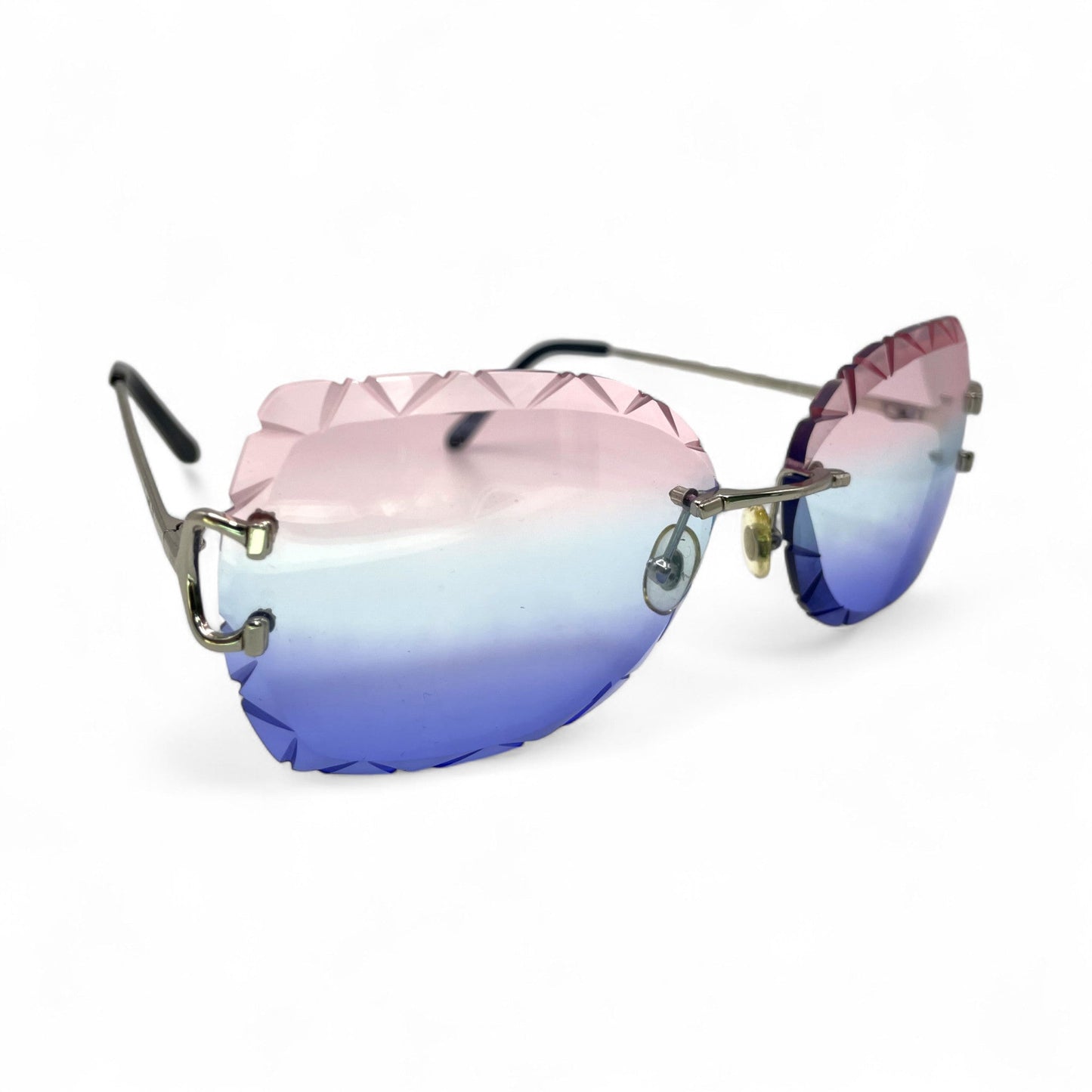 Big C Decor - Silver Wires Sunglasses w/ Cotton Candy Butterfly Lenses (Diamond Cut) (2010s) - Luxury Optical