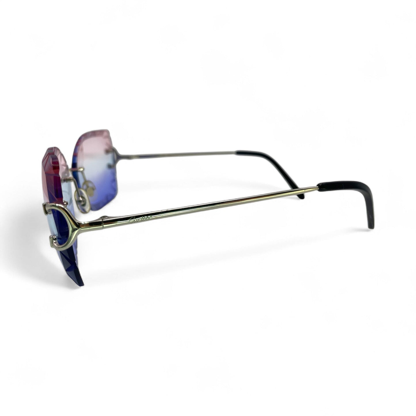 Big C Decor - Silver Wires Sunglasses w/ Cotton Candy Butterfly Lenses (Diamond Cut) (2010s) - Luxury Optical